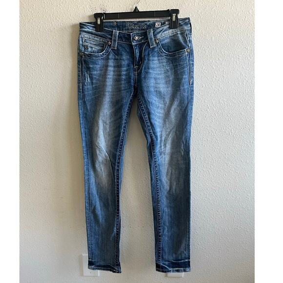 Miss Me Medium Wash Angel Wing Sparkly Skinny Jeans Size 28 Style JE533052L - Picture 1 of 14